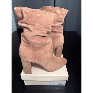Chinese Laundry Suede Slouch Block Heel Booties Dusty Rose Women‎ Size 9